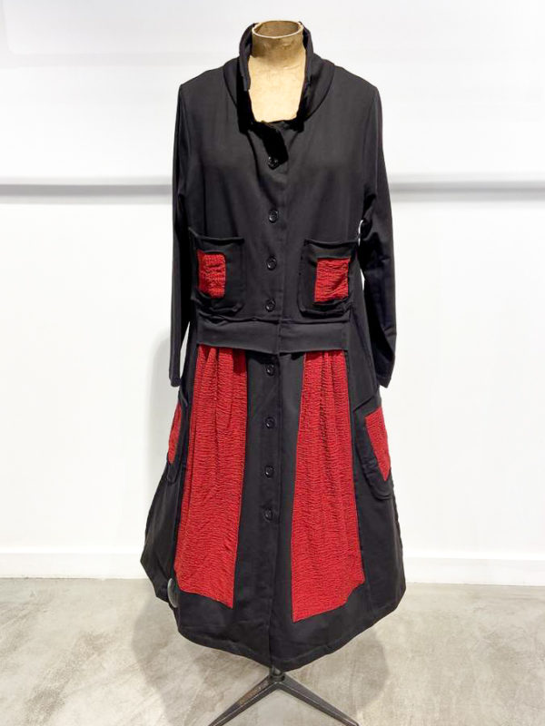 vêtements koko marina créateur français robe kaori rouge noir hiver 2021 lyon kazak