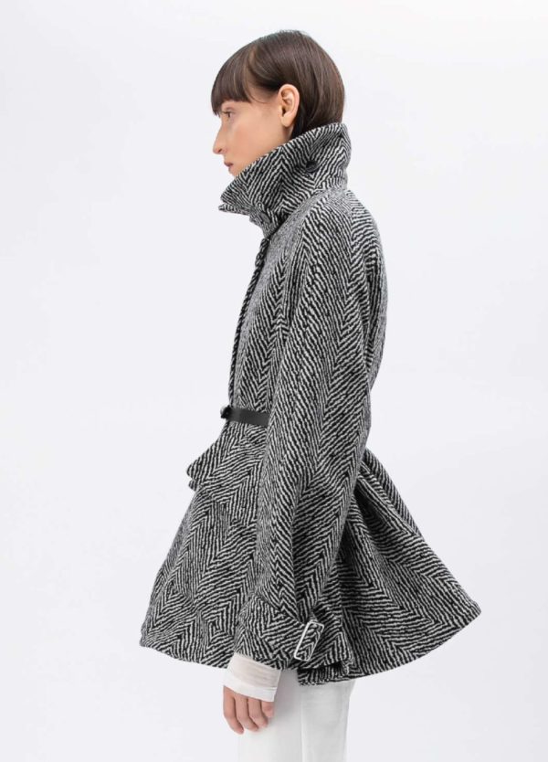 vêtements hiver femme créateur meimeij italien vente en ligne manteau original Q00 pied de poule cintrée boutiquekazak lyon
