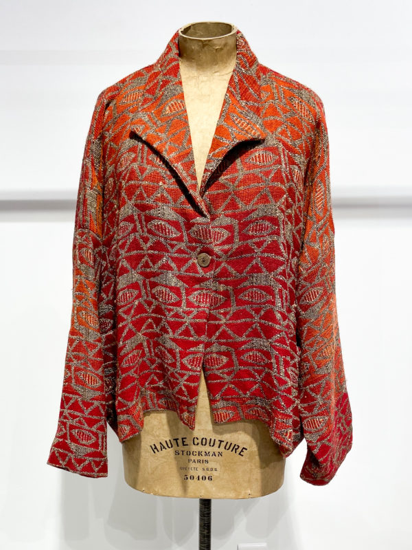 vêtements créateur raga design indien veste VR07 motif rouge orange boutiquekazak lyon