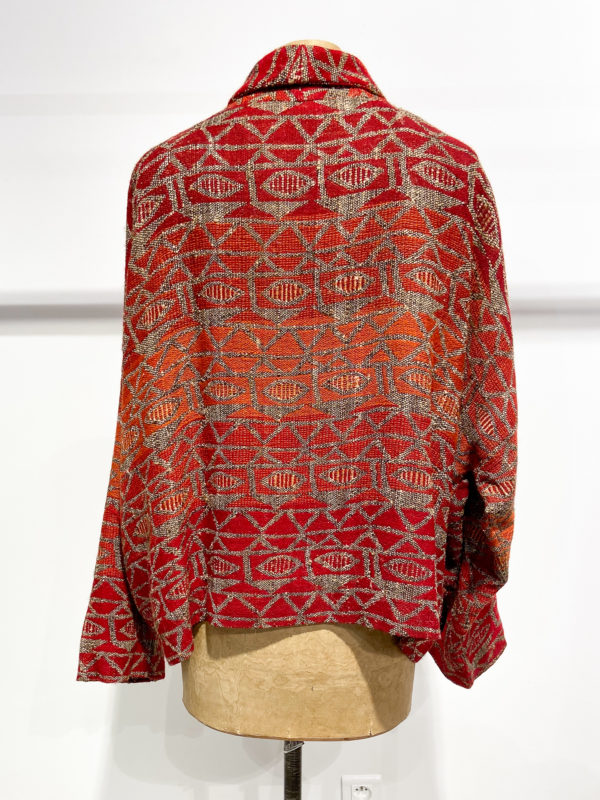 vêtements créateur raga design indien veste VR07 motif rouge orange boutiquekazak lyon