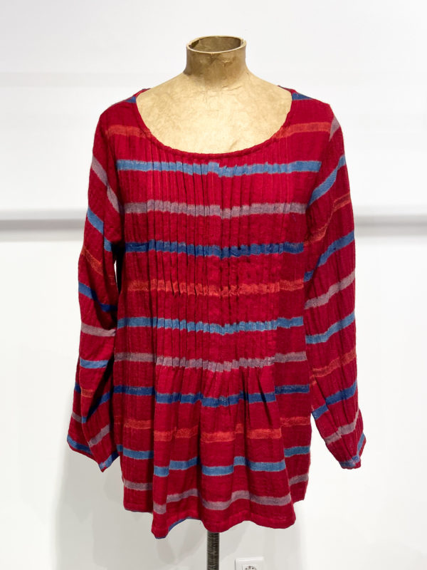 vêtements créateur raga design indien top blouse chemisier vr56 rouge rayures bleus boutiquekazak lyon
