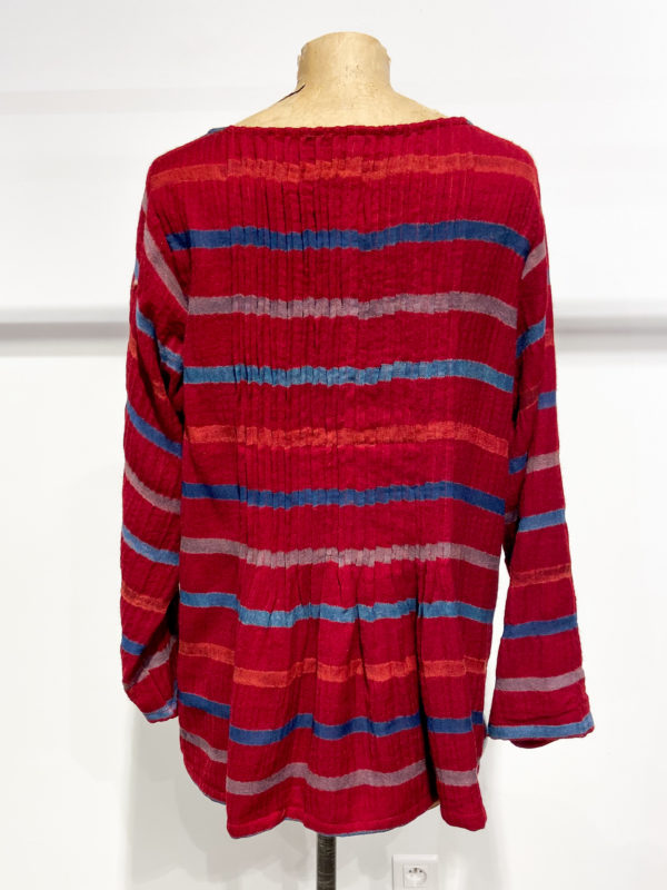 vêtements créateur raga design indien top blouse chemisier vr56 rouge rayures bleus boutiquekazak lyon