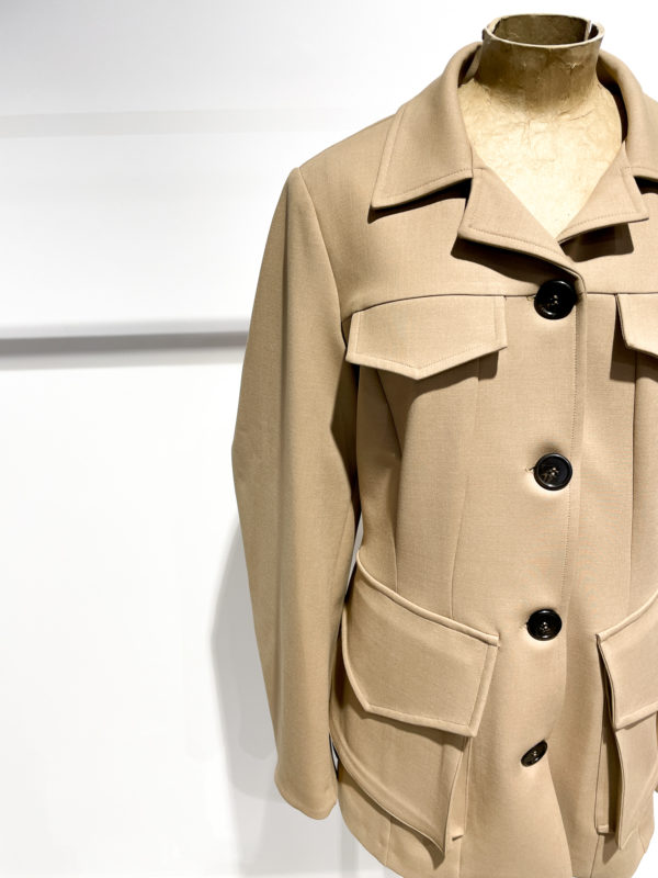 vêtements hiver femme créateur meimeij italien vente en ligne veste b25 beige caramel manche bouffante militaire boutiquekazak lyon