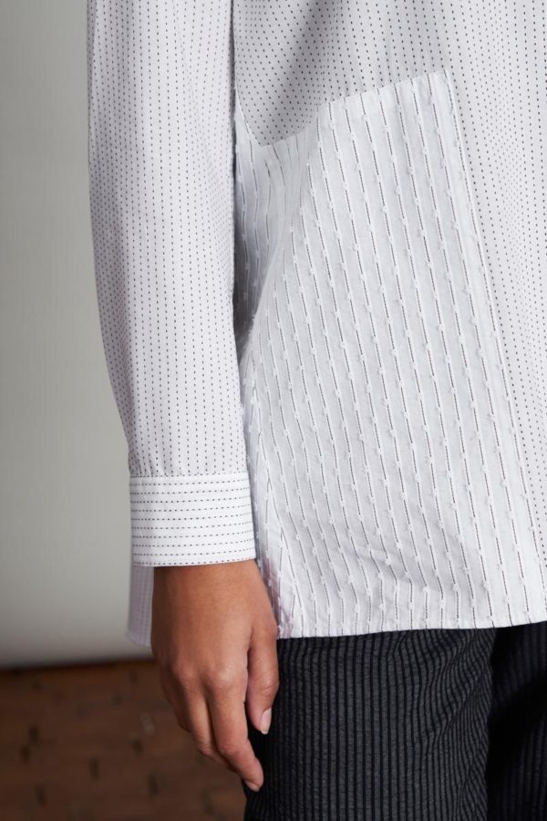 vêtements créateur elemente clemente vente en ligne chemise blanche haldia coton rayures boutiquekazak lyon